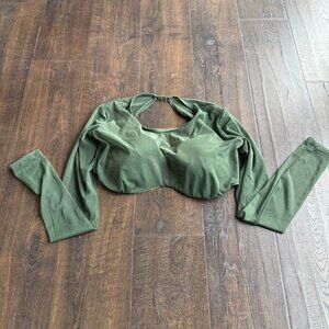 Swimsuits For All Women's Long Sleeve Mesh Sleeve Swim Top Green Size 10